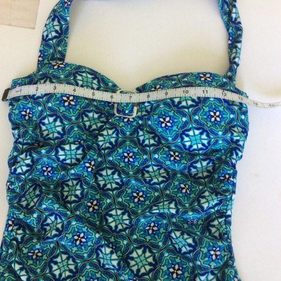 Spanx Love Your Assets Swimsuit Size Medium Blue One Piece Geometric Support - Picture 15 of 16